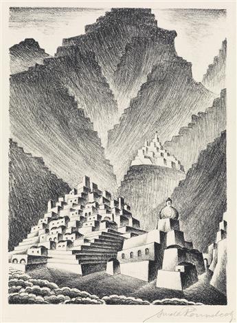 ARNOLD RÖNNEBECK Two lithographs of Positano, Italy.